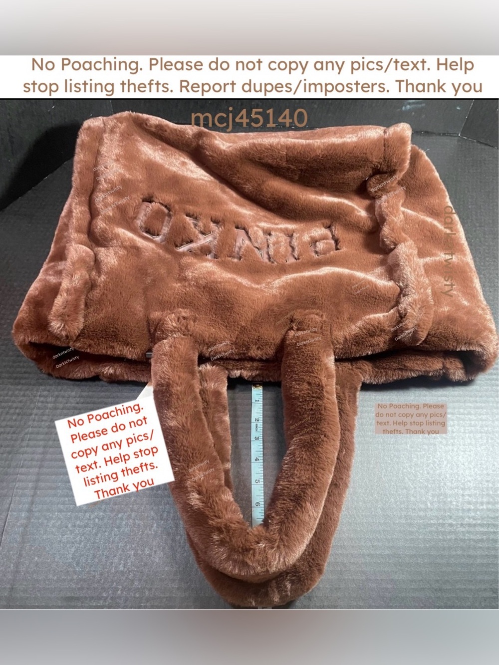 LUSCIOUS GREAT GIFT!! BNWT Pinko Debossed faux fur plush tote brown PRICE FIRM - Picture 13 of 16